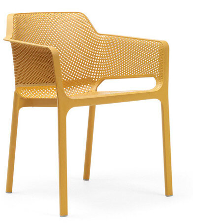nardi stoel net vol kunststof en stapelbaar in de kleur senape
